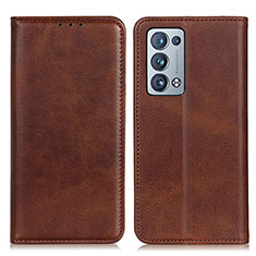 Funda de Cuero Cartera con Soporte Carcasa A02D para Oppo Reno6 Pro 5G Marron