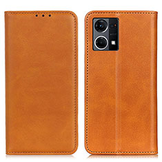 Funda de Cuero Cartera con Soporte Carcasa A02D para Oppo Reno7 4G Marron Claro