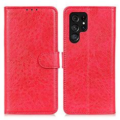 Funda de Cuero Cartera con Soporte Carcasa A02D para Samsung Galaxy S21 Ultra 5G Rojo