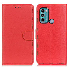 Funda de Cuero Cartera con Soporte Carcasa A03D para Motorola Moto G60 Rojo