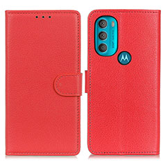 Funda de Cuero Cartera con Soporte Carcasa A03D para Motorola Moto G71 5G Rojo