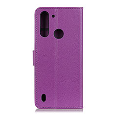 Funda de Cuero Cartera con Soporte Carcasa A03D para Motorola Moto One Fusion Morado