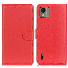 Funda de Cuero Cartera con Soporte Carcasa A03D para Nokia C110 Rojo