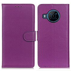 Funda de Cuero Cartera con Soporte Carcasa A03D para Nokia X100 5G Morado