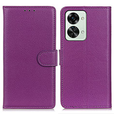 Funda de Cuero Cartera con Soporte Carcasa A03D para OnePlus Nord 2T 5G Morado