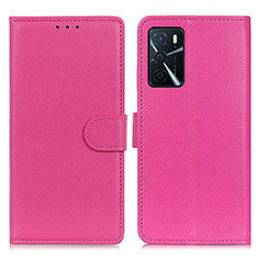 Funda de Cuero Cartera con Soporte Carcasa A03D para Oppo A16s Rosa Roja