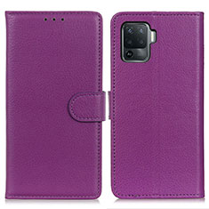 Funda de Cuero Cartera con Soporte Carcasa A03D para Oppo A94 4G Morado