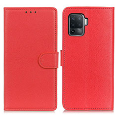 Funda de Cuero Cartera con Soporte Carcasa A03D para Oppo A94 4G Rojo