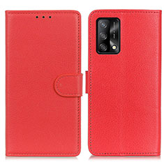 Funda de Cuero Cartera con Soporte Carcasa A03D para Oppo A95 4G Rojo