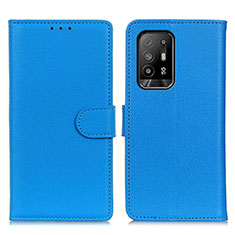 Funda de Cuero Cartera con Soporte Carcasa A03D para Oppo F19 Pro+ Plus 5G Azul Cielo