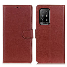 Funda de Cuero Cartera con Soporte Carcasa A03D para Oppo F19 Pro+ Plus 5G Marron