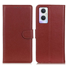 Funda de Cuero Cartera con Soporte Carcasa A03D para Oppo F21s Pro 5G Marron