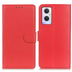 Funda de Cuero Cartera con Soporte Carcasa A03D para Oppo F21s Pro 5G Rojo