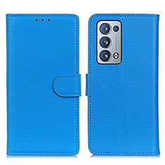 Funda de Cuero Cartera con Soporte Carcasa A03D para Oppo Reno6 Pro 5G Azul Cielo