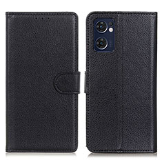 Funda de Cuero Cartera con Soporte Carcasa A03D para Oppo Reno7 5G Negro