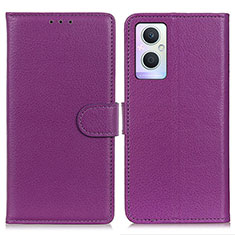 Funda de Cuero Cartera con Soporte Carcasa A03D para Oppo Reno7 Lite 5G Morado