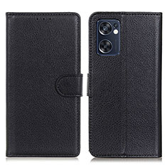 Funda de Cuero Cartera con Soporte Carcasa A03D para Oppo Reno7 SE 5G Negro