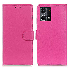 Funda de Cuero Cartera con Soporte Carcasa A03D para Oppo Reno8 4G Rosa Roja