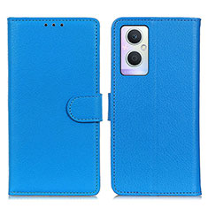 Funda de Cuero Cartera con Soporte Carcasa A03D para Oppo Reno8 Lite 5G Azul Cielo