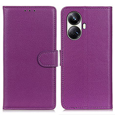 Funda de Cuero Cartera con Soporte Carcasa A03D para Realme 10 Pro+ Plus 5G Morado