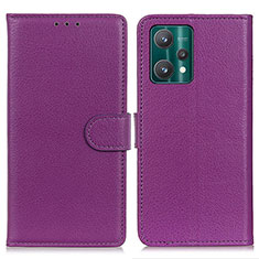 Funda de Cuero Cartera con Soporte Carcasa A03D para Realme 9 Pro 5G Morado