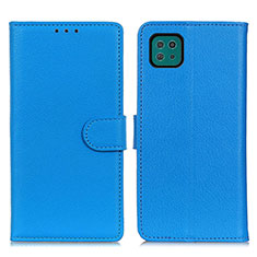 Funda de Cuero Cartera con Soporte Carcasa A03D para Samsung Galaxy F42 5G Azul Cielo