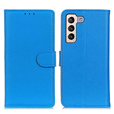 Funda de Cuero Cartera con Soporte Carcasa A03D para Samsung Galaxy S21 FE 5G Azul Cielo