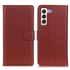 Funda de Cuero Cartera con Soporte Carcasa A03D para Samsung Galaxy S21 FE 5G Marron