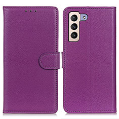 Funda de Cuero Cartera con Soporte Carcasa A03D para Samsung Galaxy S21 FE 5G Morado