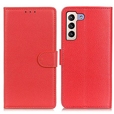 Funda de Cuero Cartera con Soporte Carcasa A03D para Samsung Galaxy S21 FE 5G Rojo