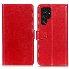 Funda de Cuero Cartera con Soporte Carcasa A03D para Samsung Galaxy S21 Ultra 5G Rojo
