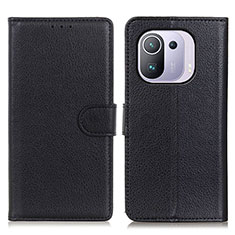 Funda de Cuero Cartera con Soporte Carcasa A03D para Xiaomi Mi 11 Pro 5G Negro