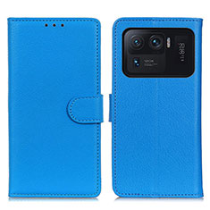 Funda de Cuero Cartera con Soporte Carcasa A03D para Xiaomi Mi 11 Ultra 5G Azul Cielo