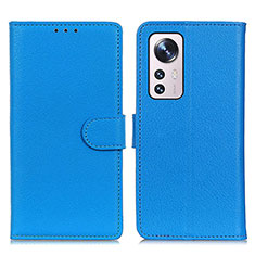 Funda de Cuero Cartera con Soporte Carcasa A03D para Xiaomi Mi 12 5G Azul Cielo