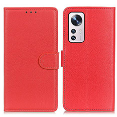Funda de Cuero Cartera con Soporte Carcasa A03D para Xiaomi Mi 12 5G Rojo