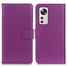 Funda de Cuero Cartera con Soporte Carcasa A03D para Xiaomi Mi 12S 5G Morado