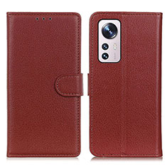 Funda de Cuero Cartera con Soporte Carcasa A03D para Xiaomi Mi 12X 5G Marron