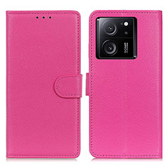 Funda de Cuero Cartera con Soporte Carcasa A03D para Xiaomi Mi 13T 5G Rosa Roja