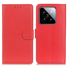 Funda de Cuero Cartera con Soporte Carcasa A03D para Xiaomi Mi 14 5G Rojo