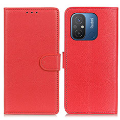 Funda de Cuero Cartera con Soporte Carcasa A03D para Xiaomi Redmi 12C 4G Rojo