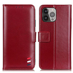 Funda de Cuero Cartera con Soporte Carcasa A04 para Apple iPhone 14 Pro Rojo