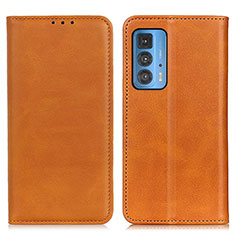 Funda de Cuero Cartera con Soporte Carcasa A04D para Motorola Moto Edge S Pro 5G Marron Claro