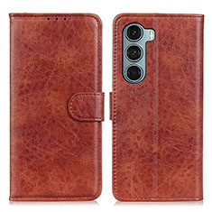 Funda de Cuero Cartera con Soporte Carcasa A04D para Motorola Moto Edge S30 5G Marron