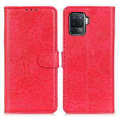 Funda de Cuero Cartera con Soporte Carcasa A04D para Oppo F19 Pro Rojo