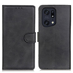 Funda de Cuero Cartera con Soporte Carcasa A04D para Oppo Find X5 Pro 5G Negro