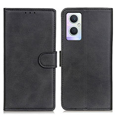 Funda de Cuero Cartera con Soporte Carcasa A04D para Oppo Reno8 Lite 5G Negro