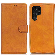 Funda de Cuero Cartera con Soporte Carcasa A04D para Samsung Galaxy S22 Ultra 5G Marron