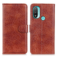 Funda de Cuero Cartera con Soporte Carcasa A05D para Motorola Moto E20 Marron