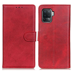 Funda de Cuero Cartera con Soporte Carcasa A05D para Oppo F19 Pro Rojo