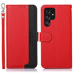 Funda de Cuero Cartera con Soporte Carcasa A05D para Samsung Galaxy S21 Ultra 5G Rojo